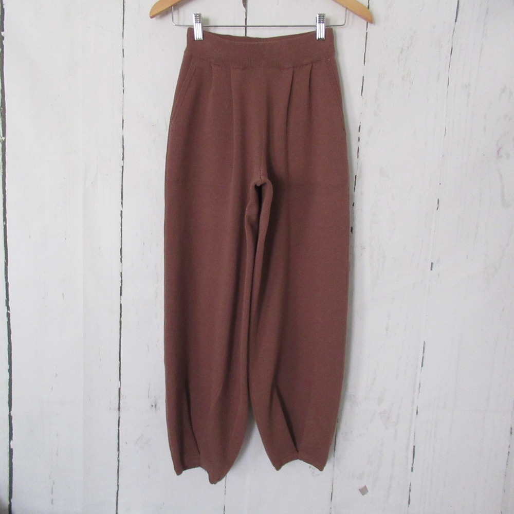 Free People Pants XS Beach Balloon Barrel Freya Knit Brown Pull On Festival Boho